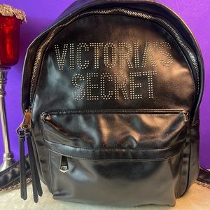 Victoria Secret black leather midsize back pack